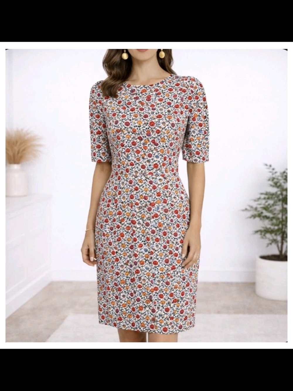 Boden Jersey Floral Dress Size 12 R Enchanting Bloom Crew Neck Cottage